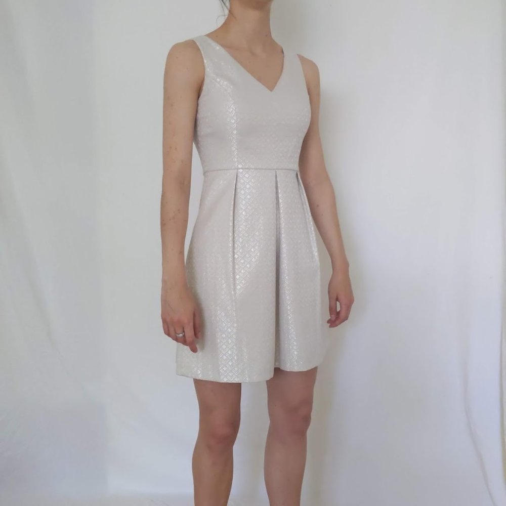 Sz 0 [S] | CeCe | Ivory Brocade A-Line Dress